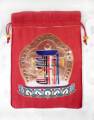 Brokat BEUTEL - Schmuck Tasche - 20x14cm - Mala bag - Kalachakra Symbol - rot - Nepal