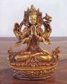 Buddha Avalokiteshvara - Chenrezig - Statue aus Bronze - feuervergoldet - Nepal 