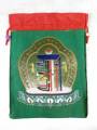 Brokat BEUTEL - Schmuck Tasche - 20x14cm -  Mala bag - Kalachakra Symbol - gr&uuml;n - Nepal