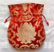 Mala Beutel - Schmuck Tasche aus Lotus Brokat - 19x16cm - rot - Nepal #1