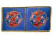 Tibetische Brokatdecke - Rad der Lehre Dharma Chakra - blau - Buddhismus - Nepal