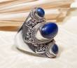 Grosser Tibetischer Ring mit Lapislazuli - 925er Sterling Silber - Nepal