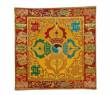 Altar Decke aus Brokat - Doppel Dorje Vajra - Tibetische Symbole - gelb - NEPAL #1