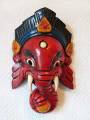 HOLZ Maske GANESHA - Elefantengott - Handgeschnitzt - rot - NEPAL #2 