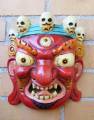 HOLZ Maske Mahakala - der Besch&uuml;tzer - Handgeschnitzt - rot - NEPAL #4 
