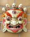 HOLZ Maske Mahakala - der Beschützer - Handgeschnitzt - beige - NEPAL 