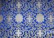 Tibetischer Brokat Stoff - Lotus - blau - Nepal