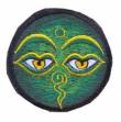 Gestickter Aufn&auml;her - Patch - allsehende Augen Buddhas - gr&uuml;n - Nepal