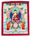 Thangka Buddha Shakyamuni auf Schneel&ouml;wenthron - handgemalt - Nepal #1 