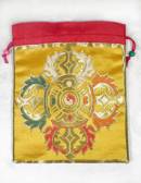 Brokat BEUTEL - Schmuck Tasche - 19x15cm -  Mala bag - Doppel Dorje - gelb - Nepal