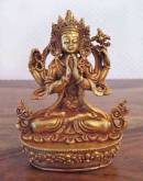 Buddha Avalokiteshvara - Chenrezig - Statue aus Bronze - feuervergoldet - Nepal 