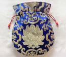 Mala Beutel - Schmuck Tasche aus Lotus Brokat - 20x16cm - blau - Nepal 