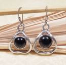 Ohrringe schwarzer Onyx - 925er Sterling Silber - Nepal