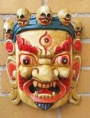 HOLZ Maske Mahakala - der Beschützer - Handgeschnitzt - beige - NEPAL 