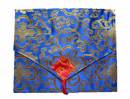 Traditionelle Tibet BUCH HÜLLE - Schutzhülle - Lotus BROKAT - blau - Nepal