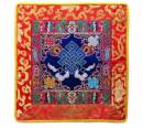 Tibetische Decke - Altardecke - Endloser Knoten - Lotus Brokat  - Lotos - blau - Nepal 