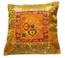 Tibetische Brokat Kissenhülle - Lotus - Dorje Vajra - Nepal - gelb