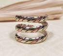 Spiral Ring - 3 Metalle - Kupfer Messing Weissmetall - Nepal