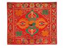 Altar Decke aus Brokat - Doppel Dorje Vajra - 35x30cm - Tibetische Symbole - rot - NEPAL