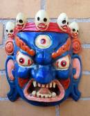 HOLZ Maske Mahakala - der Beschützer - Handgeschnitzt - blau - NEPAL 