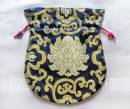 Mala Beutel - Schmuck Tasche aus Lotus Brokat - 19x16cm - dunkelblau - Nepal 