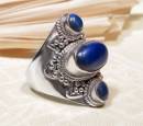 Grosser Tibetischer Ring mit Lapislazuli - 925er Sterling Silber - Nepal