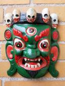 HOLZ Maske Mahakala - der Beschützer - Handgeschnitzt - grün - NEPAL #1 