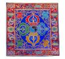 Altar Decke aus Brokat - Doppel Dorje Vajra - Tibetische Symbole - blau - NEPAL