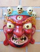 HOLZ Maske Mahakala - der Beschützer - Handgeschnitzt - rot - NEPAL #4 