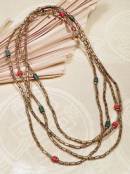 Boho Halskette -140cm lang - Türkis und Koralle - oder auch Armband - Handarbeit Nepal