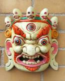 HOLZ Maske Mahakala - der Beschützer - Handgeschnitzt - beige - NEPAL 