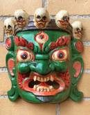 HOLZ Maske Mahakala - der Beschützer - Handgeschnitzt - grün - NEPAL #3 
