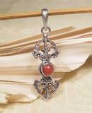 Anhänger DORJE Vajra - 925er Sterling Silber - Koralle - Nepal