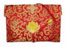 Traditionelle Tibet BUCH HÜLLE - Schutzhülle - Lotus BROKAT - rot - Nepal