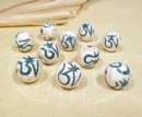 Tibet PERLE OM AUM Symbol - Inlay Türkis und Koralle - MUSCHEL CONCH - Nepal