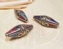 Tibetische Perle - Multi Stone - Lapislazuli Türkis Koralle - Nepal