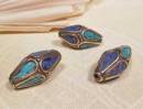 Tibet PERLE - Inlay - Rhombe - Türkis Lapis - NEPAL
