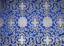 Tibetischer Brokat Stoff - Lotus - blau - Nepal