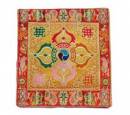 Altar Decke aus Brokat - Doppel Dorje Vajra - Tibetische Symbole - gelb - NEPAL #3