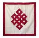Tischdecke Endloser Knoten - 88x88cm - Baumwolle - Glückssymbol - maroon - Nepal 