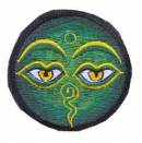Gestickter Aufnäher - Patch - allsehende Augen Buddhas - grün - Nepal