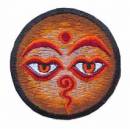 Gestickter Aufnäher - Patch - allsehende Augen Buddhas - braun - Nepal