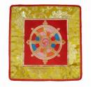 Tibetische Decke - Rad der Lehre - Dharmachakra - Lotus Brokat  - Lotos - Nepal 