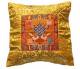 Tibetische Brokat Kissenhlle - Lotus - Endloser Knoten - Nepal - gelb