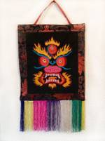 Wandbehang Mahakala im Brokatrahmen - der Besch&uuml;tzer - Nepal