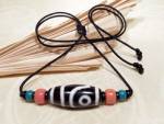 Sherpa Halskette  2 Augen DZI bead  Tibetische Glücksperle  GZI Achat  NEPAL #47