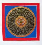Thangka goldenes Mandala - Endloser Knoten - Mantra - handgemalt - Nepal 