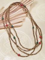 Boho Halskette -140cm lang - Türkis und Koralle - oder auch Armband - Handarbeit Nepal