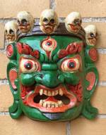 HOLZ Maske Mahakala - der Beschützer - Handgeschnitzt - grün - NEPAL #3 