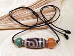 Sherpa  Halskette  2 Augen DZI Perle  Tibetische Glücksperle  Achat  NEPAL #51